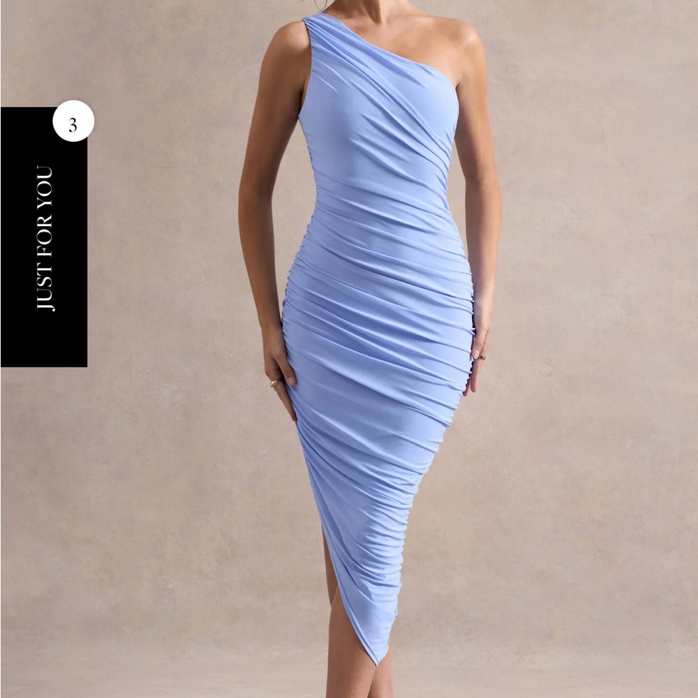 Club L London One-Shoulder Light Blue Dress